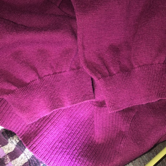 LOGO by Lori Goldstein plum front, plaid back Light Sweater front, flannel back - Picture 5 of 6